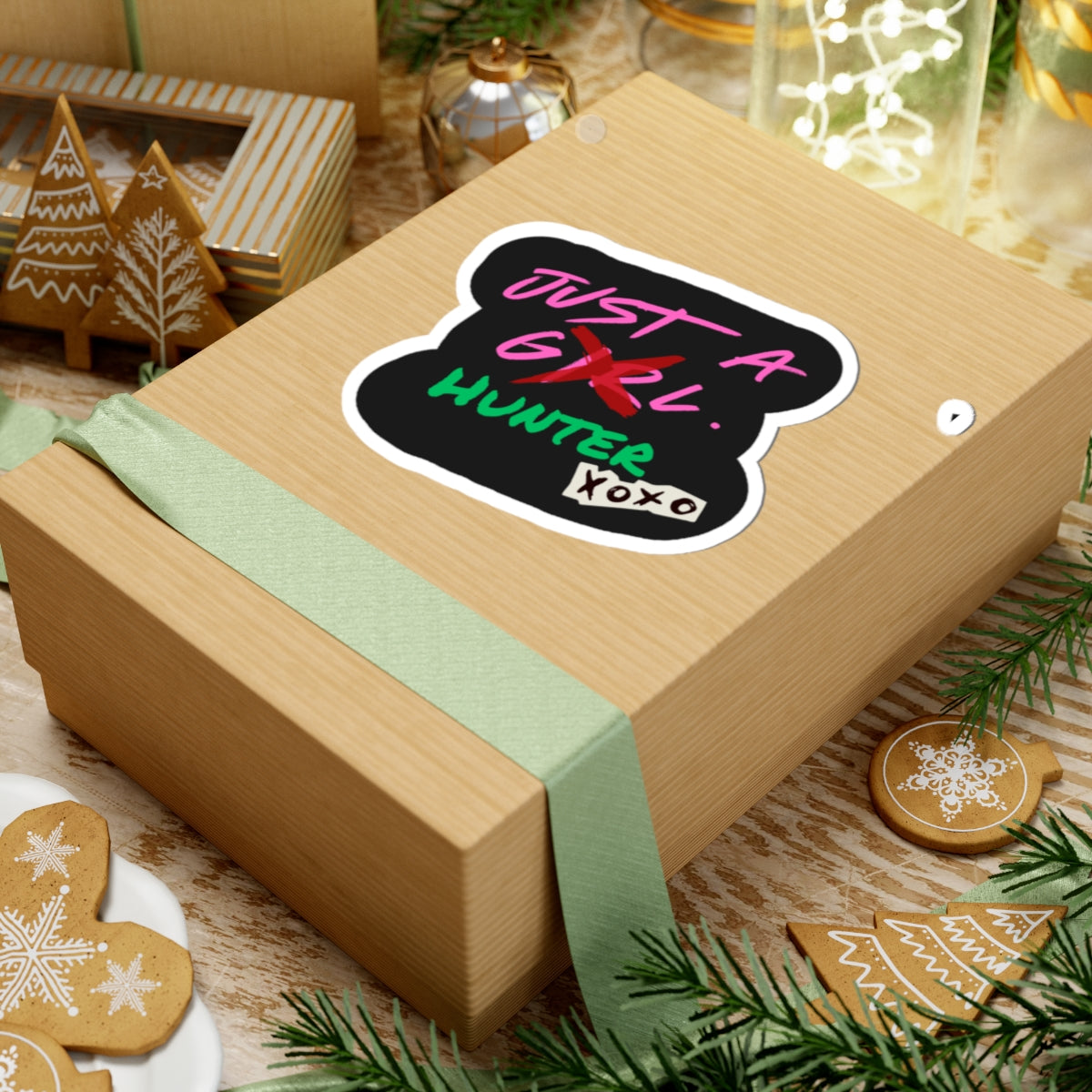 Just A Hunter Sticker, Creative Kiss-Cut Stickers for Girls | Laptop Decor, Planner Embellishments, Gift for Teen, Fun Wall Art, Unique Custom Stickers